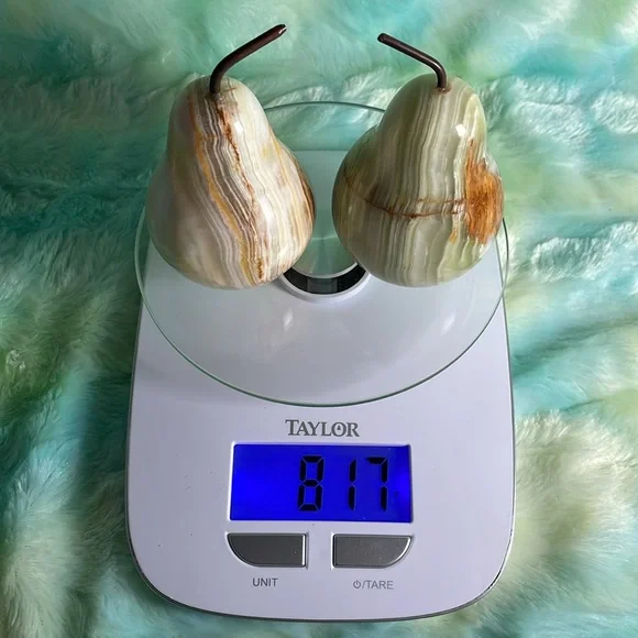 Vintage Polished Set of Stone Pears. Colorful fruit hand carved. - Picture 8 of 8